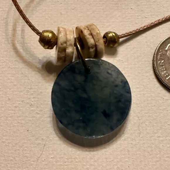 ARTISAN Amazonite & Sodalite Discs Ostrich Eggshell Heishi Reversible Necklace - Picture 4 of 6